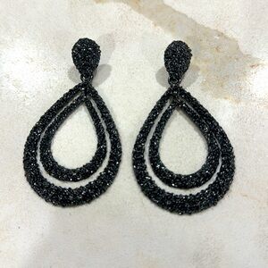 Black Sparkle Teardrop Earrings